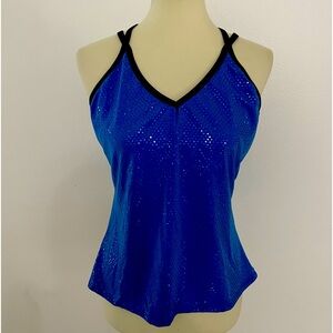 Leo's Dancewear Cami Top with Black Piping * Glittery Work Out *‎ Size XL